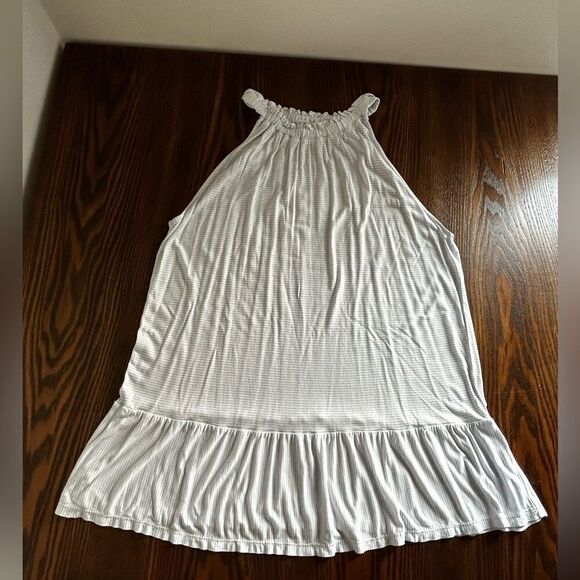 Loft Striped Ruffle Halter Flounce Top Size Large NWOT blue white - Picture 9 of 13